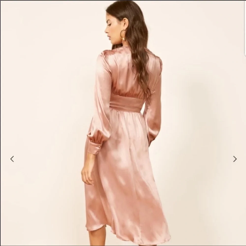 Reformation Pink Satin Midi Dress - Picture 4 of 14
